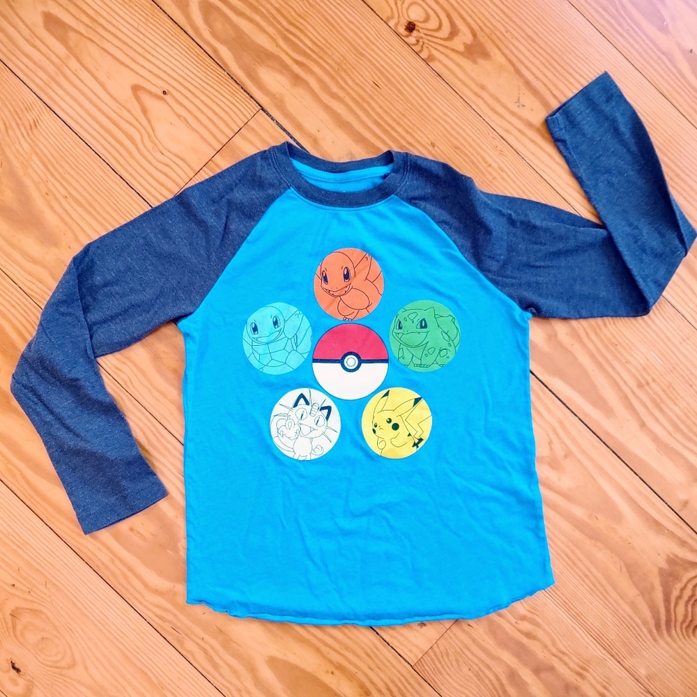 Pokemon Raglan Long Sleeve Shirt Boys Size Medium